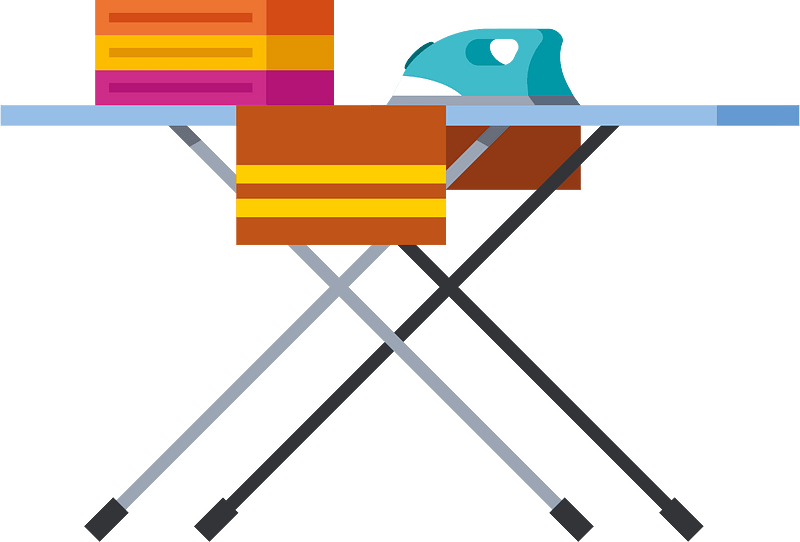 Ironing board and clothes