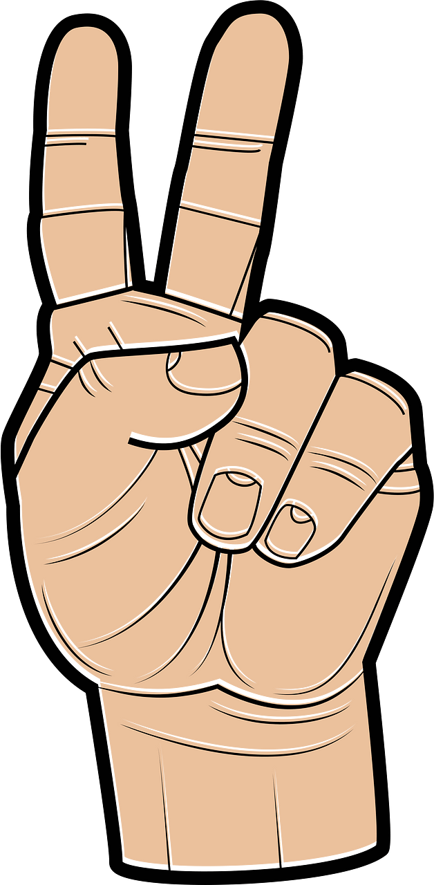 Hand gesture peace sign