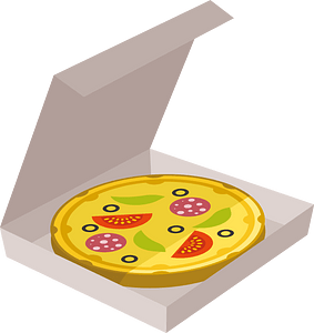 Pizza in delivery box
