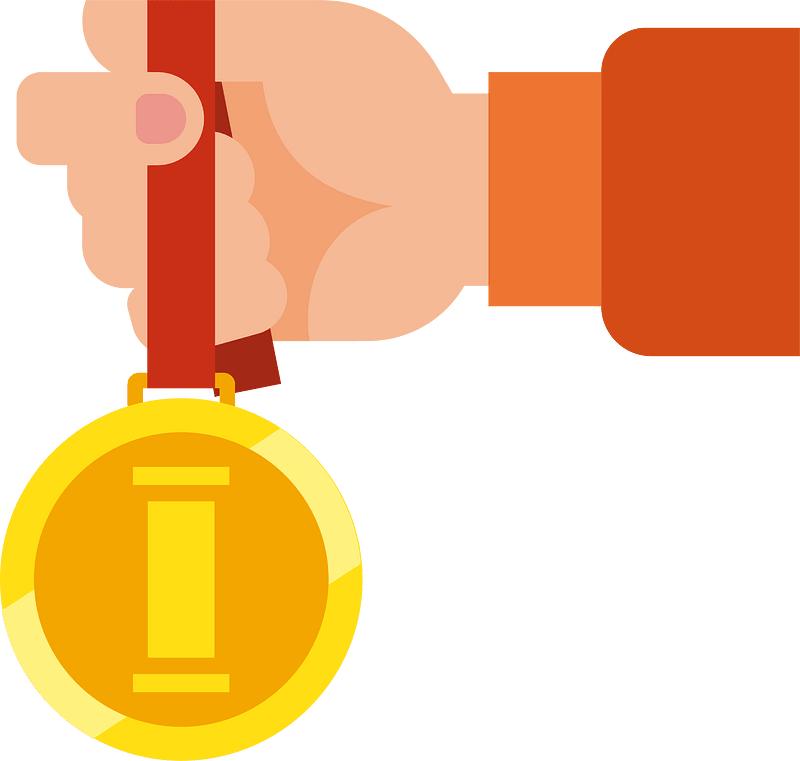 Hand with gold medal