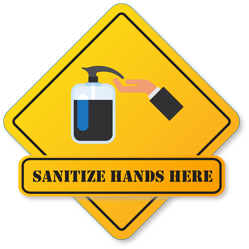 Sanitize hands here warning sign