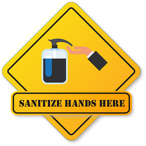 Sanitize hands here warning sign - Free vector clipart images on ...