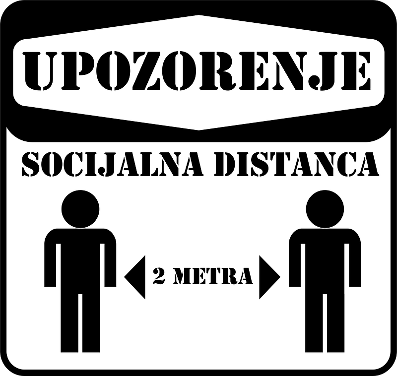 Social distancing sign in Croatian