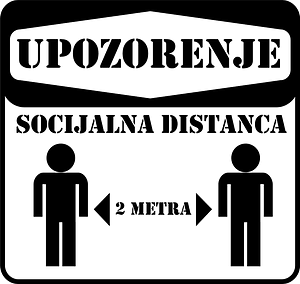 Social distancing sign in Croatian
