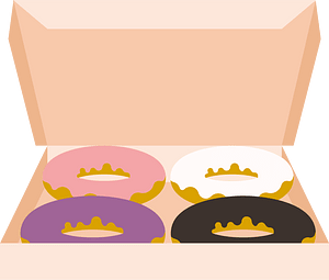 Donuts in a takeaway box