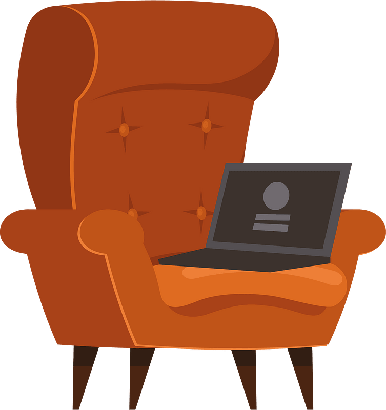 Old chair with laptop