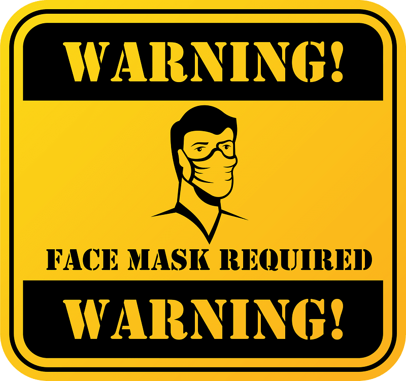 Face mask required warning sign