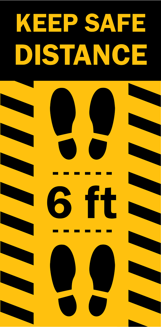 Keep safe distance 6 feet sign