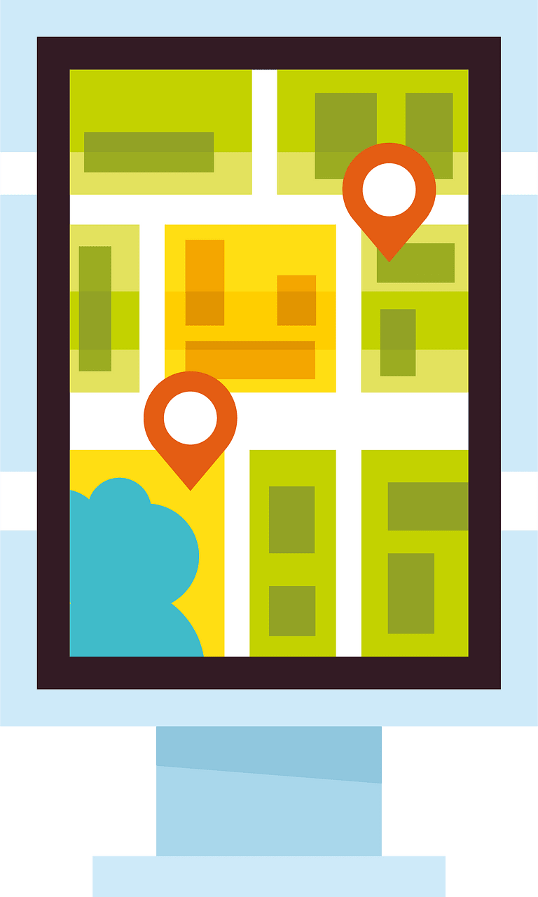 Stand with city map