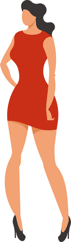Young woman in red dress