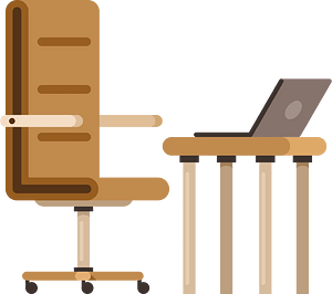 Workplace with table and chair