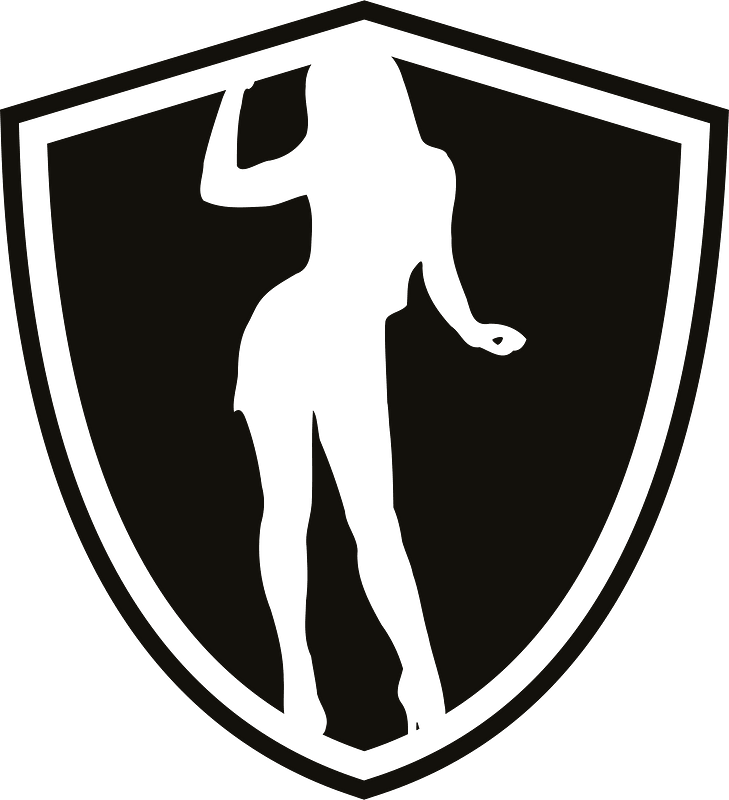 Girl silhouette shield logotype