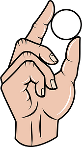 Coin between fingers