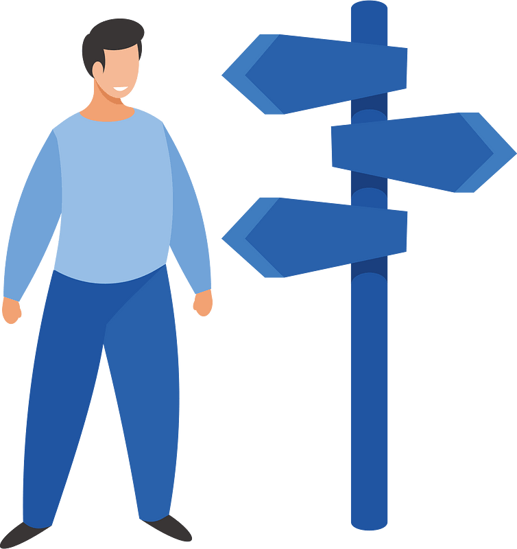 Man at crossroads