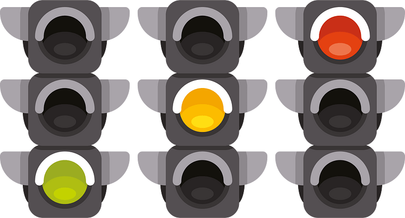 Traffic lights yellow green red