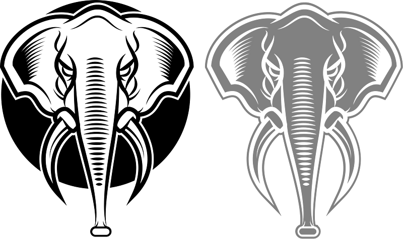 Elephant stencil art silhouette