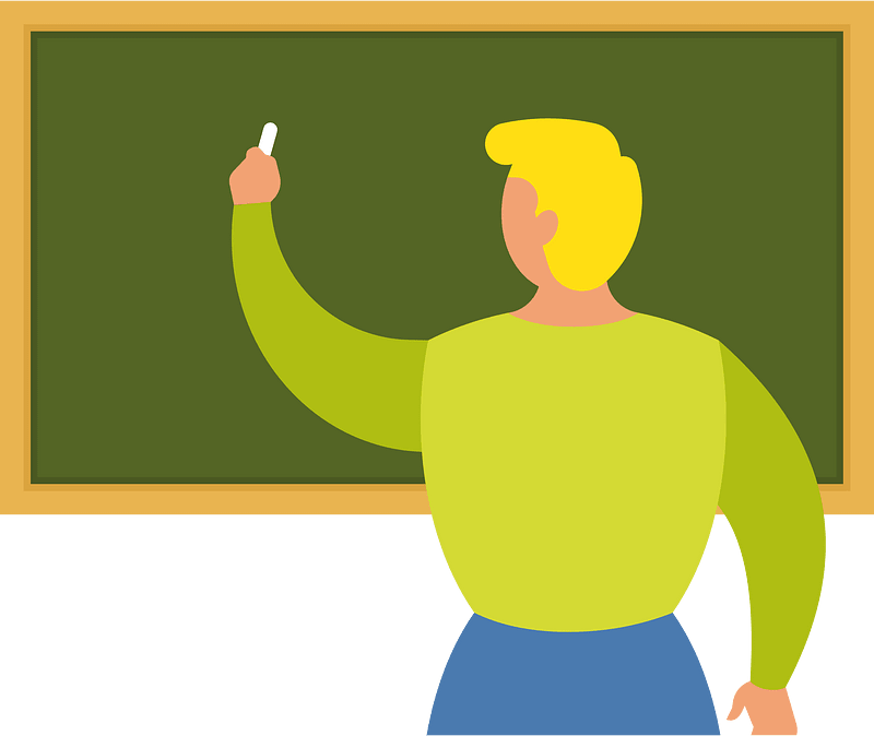 Teacher at blackboard