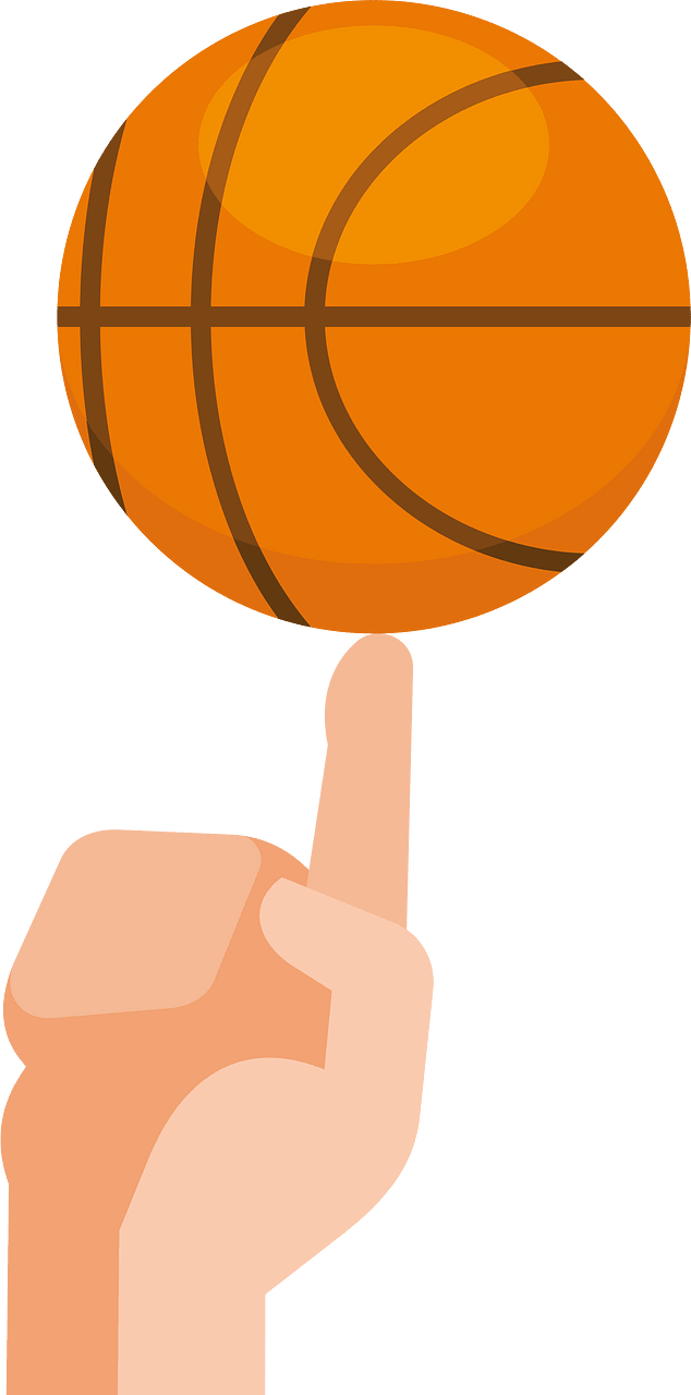 Spinning basketball ball