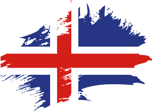 Iceland flag paint spatter