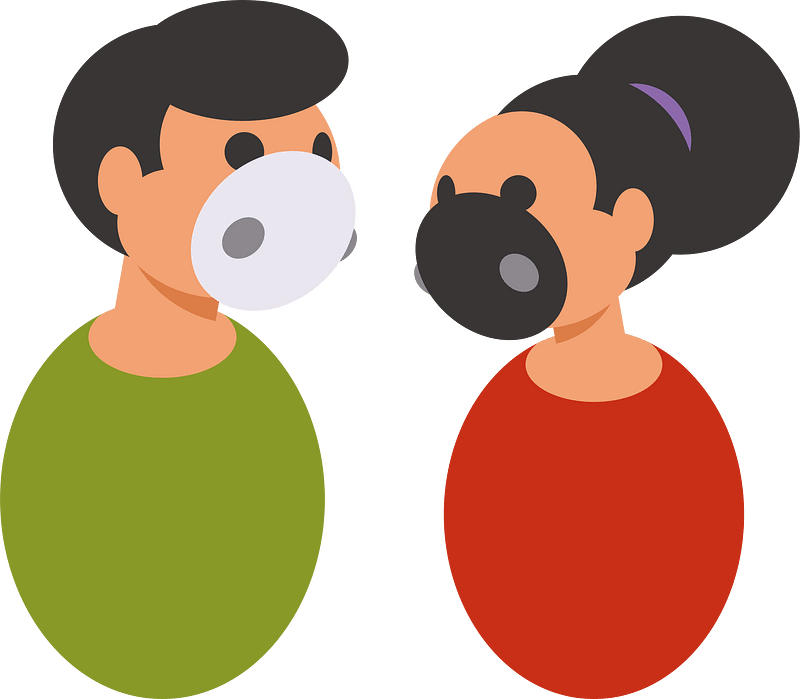 Man and woman with face masks