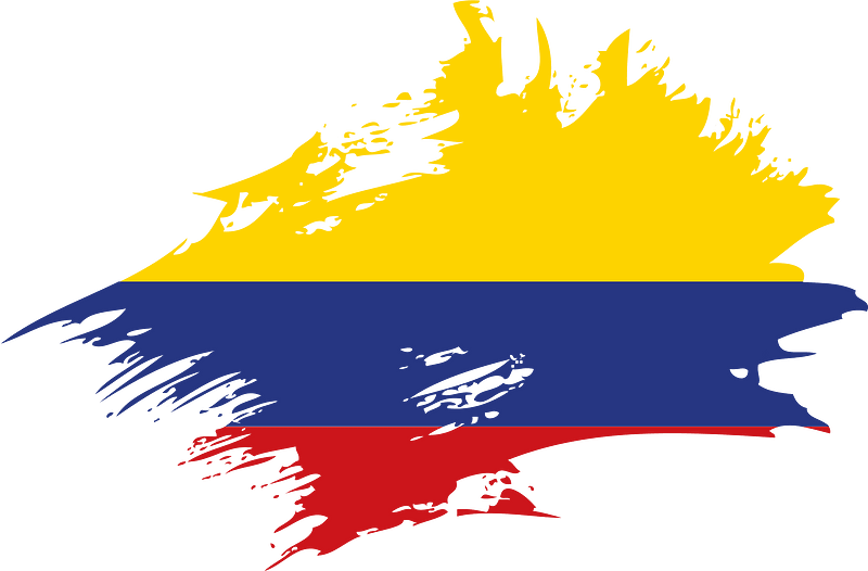 Colombia flag paint spatter