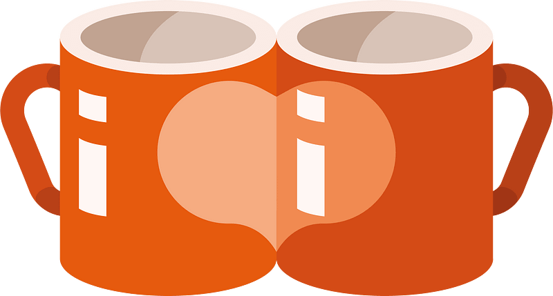 Two coffee cups with heart