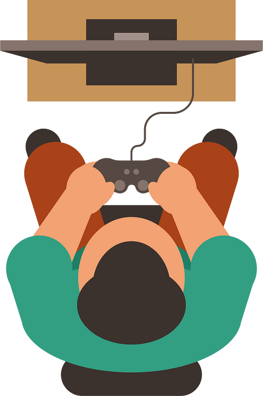 Kid playing video games