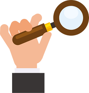 Hand with a magnifier