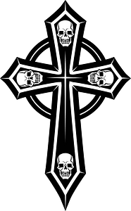 Religious cross with skulls