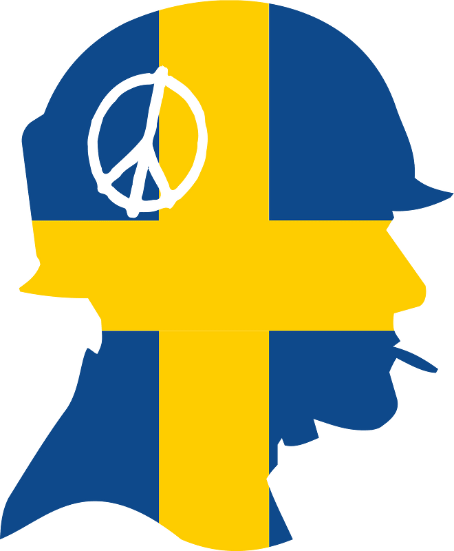 Soldier of peace with Swedish flag