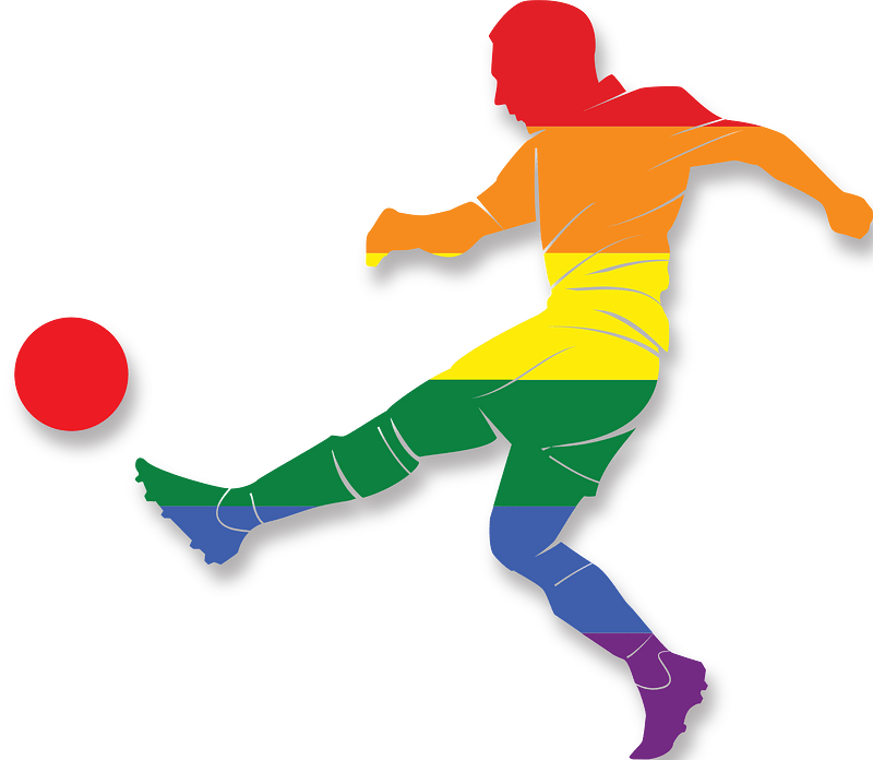 Soccer player silhouette LGBT colors