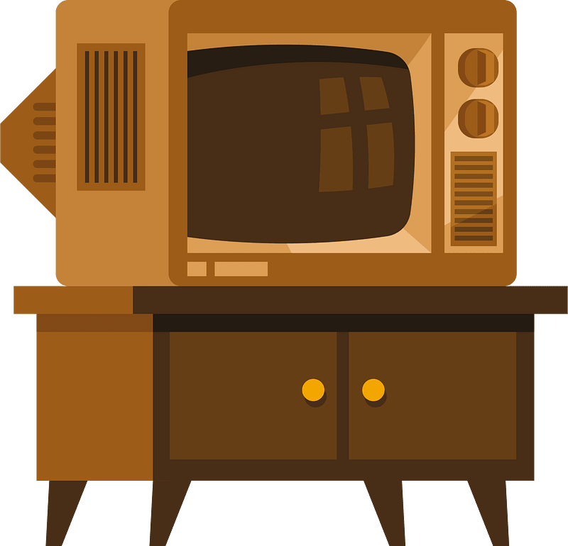 Old TV set and a cabinet
