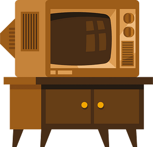 Old TV set and a cabinet