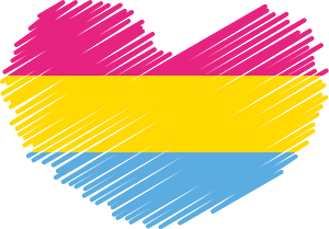 Pansexual Pride flag heart