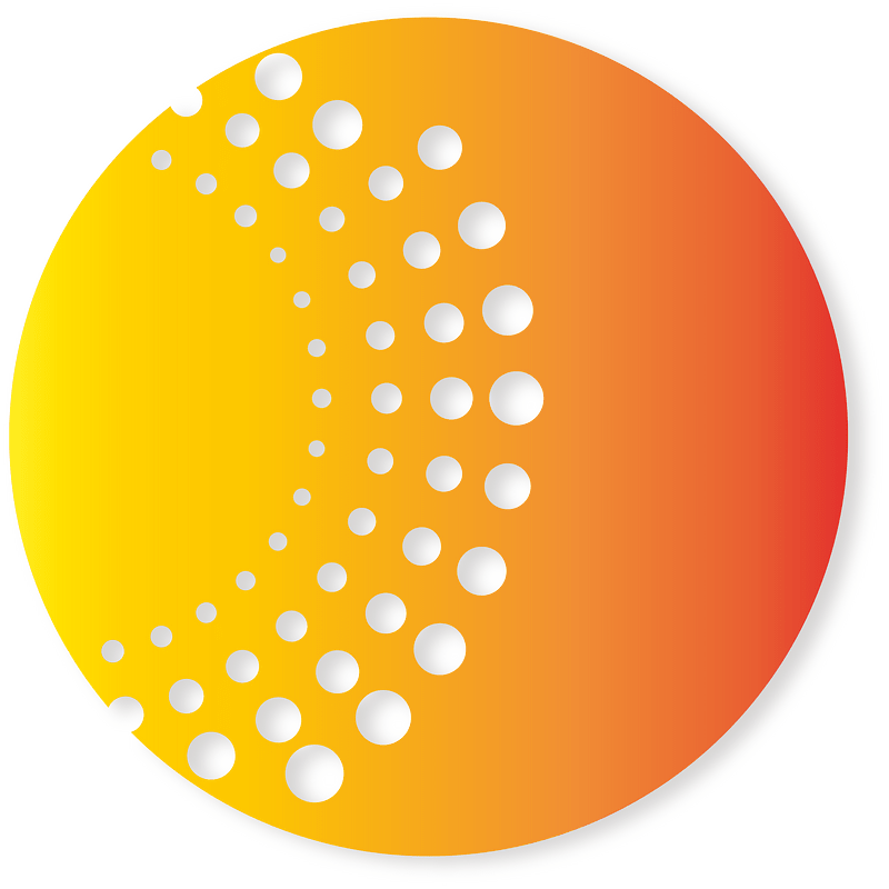 Circular logo with white dots