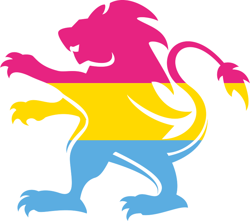 Pansexual pride flag heraldic lion