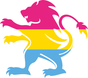 Pansexual pride flag heraldic lion