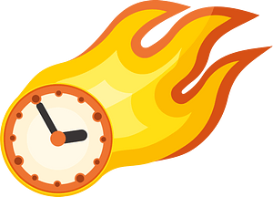 Clock with flame trail