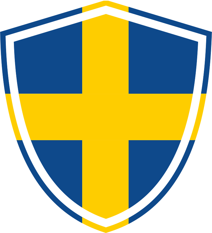 Shield with Swedish flag