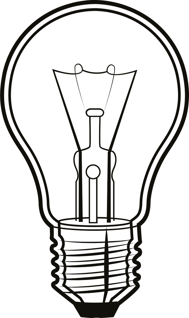 Light bulb black outline