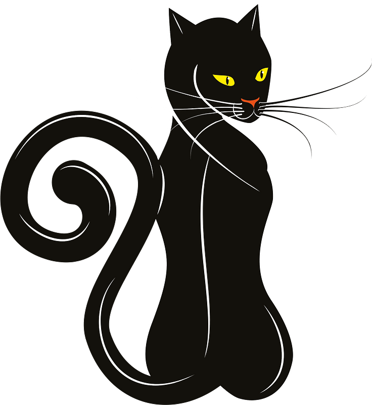 Cute black cat silhouette - Free vector clipart images on creazilla.com