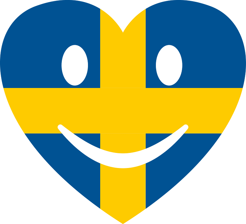 Smiling heart with Swedish flag
