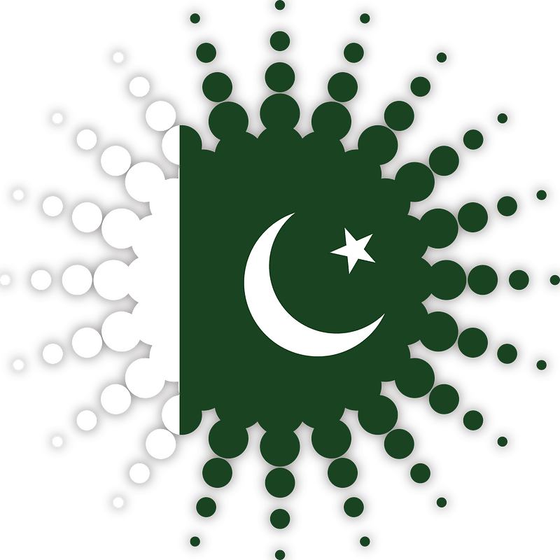 Pakistani flag halftone design element
