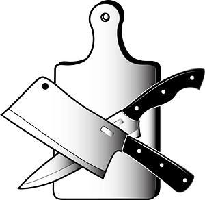 Knives and cutting board