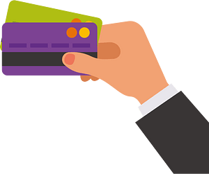 Hand holding credit cards