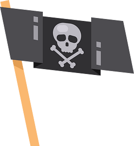 Pirate flag on a pole