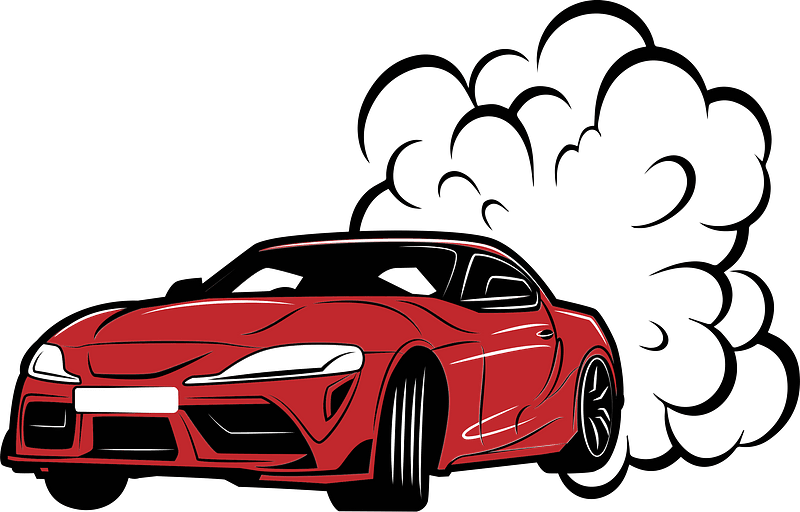 Red car burning tires