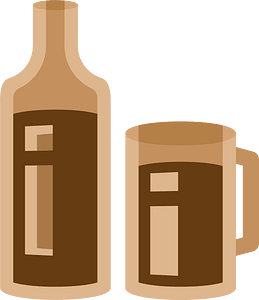 Drink in bottle and glass