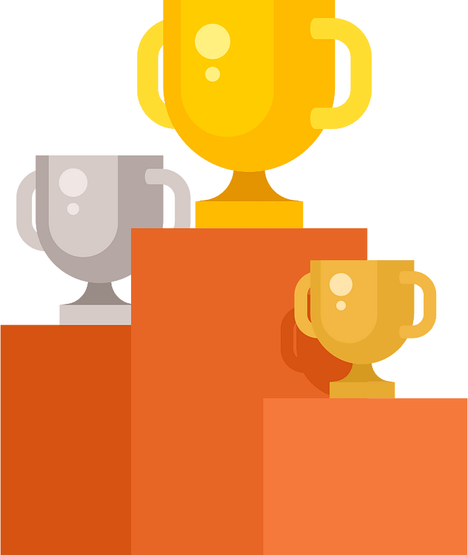 Podium with trophies