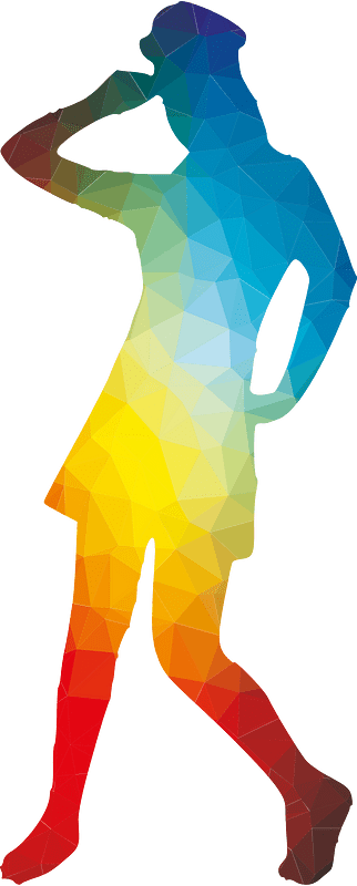Woman posing colored silhouette